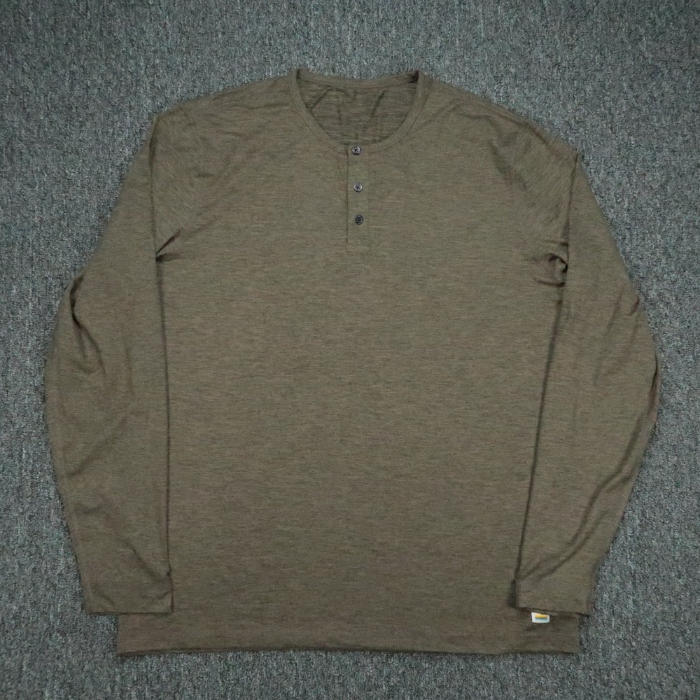 Vuori Shirt Mens XL Green Ease Performance Henley Long Sleeve Tee